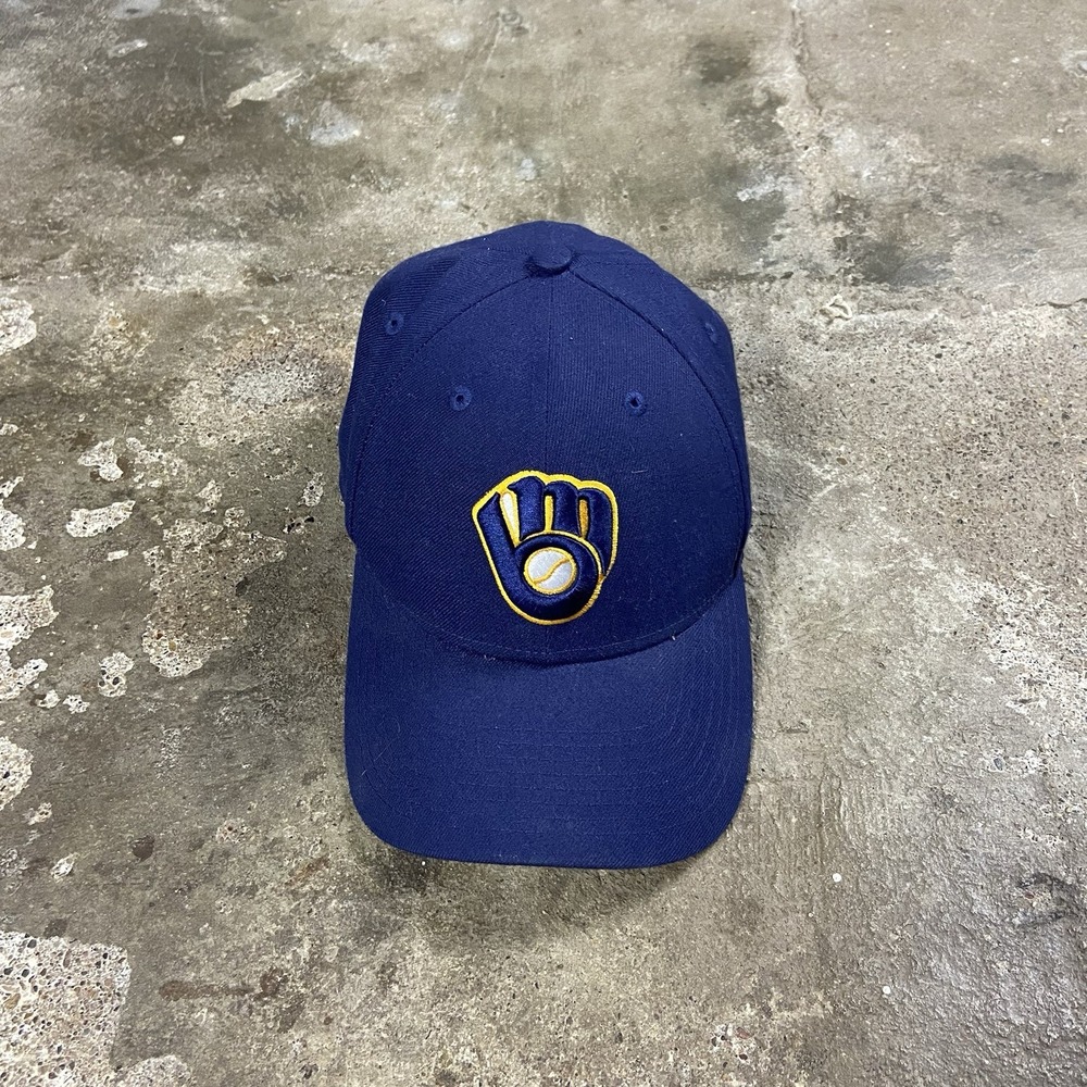 New Era 9Forty Milwaukee Brewers Strap Back Adjustable Blue MLB Baseball Logo